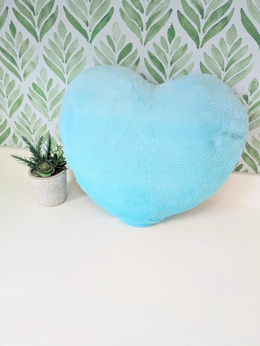 Plush Heart Throw Pillow - Light Blue NWOT